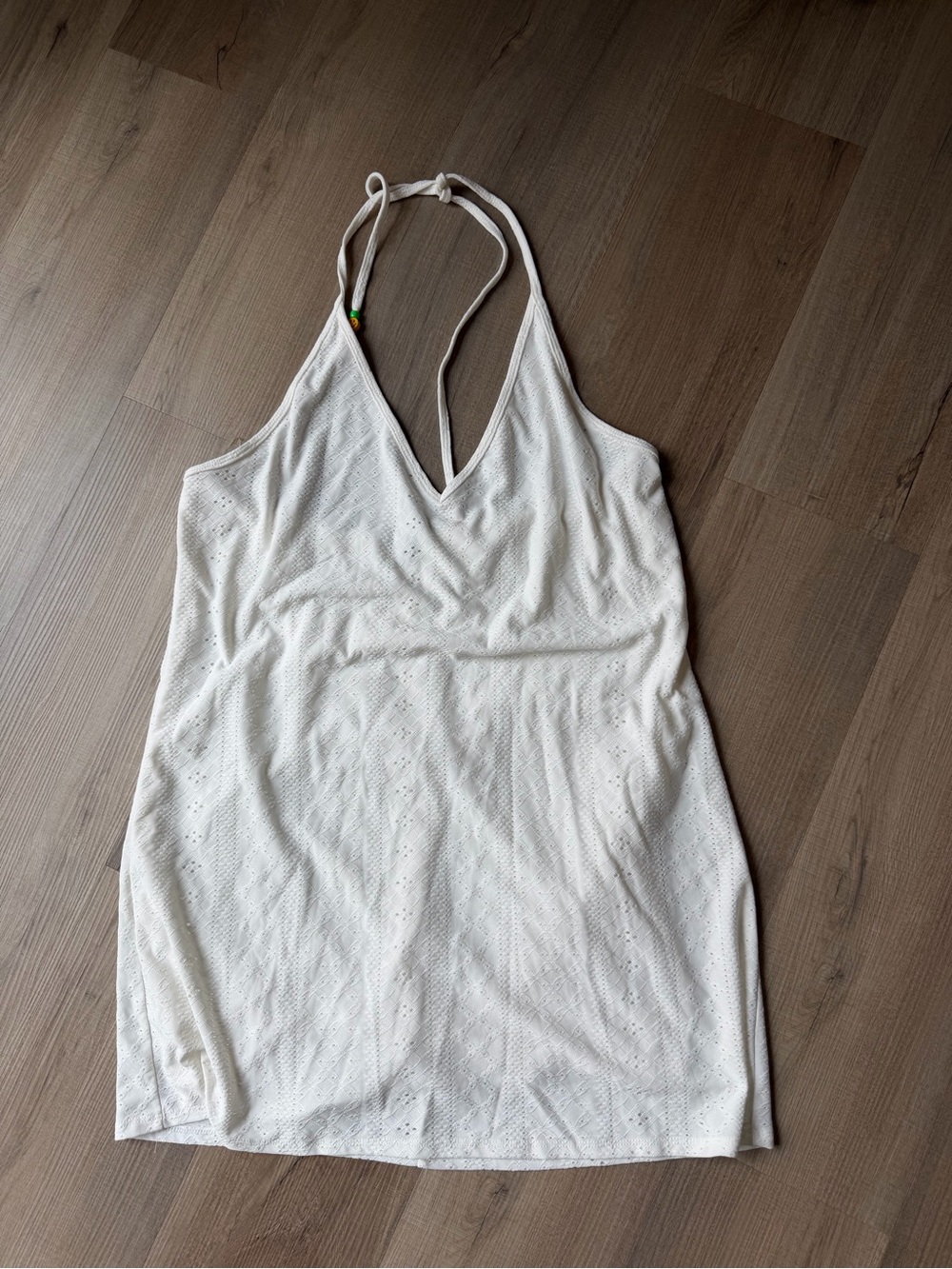 Wild Fable White Halter Tank Dress with Beaded Smile Accent